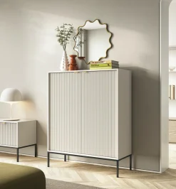 Komoda Delicious wysoka ryflowana kaszmir czarne nogi