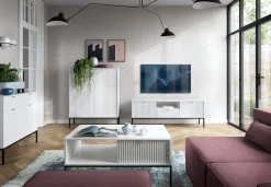 Komoda Delicious wysoka ryflowana biała