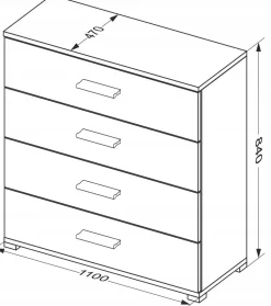 Komoda Della 4 szuflady szara