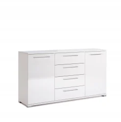 Komoda Flory 4 szuflady 2 drzwi biały  połysk