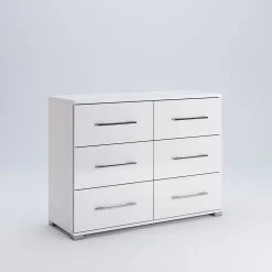 Komoda Flory 6szuflad 108cm biały połysk