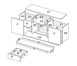 Komoda Lana 180 cm dąb/szary