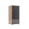 Komoda Lana 5 szuflad dąb/szary