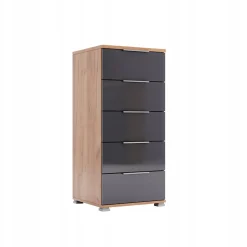 Komoda Lana 5 szuflad dąb/szary