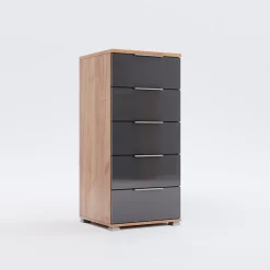 Komoda Lana 5 szuflad dąb/szary