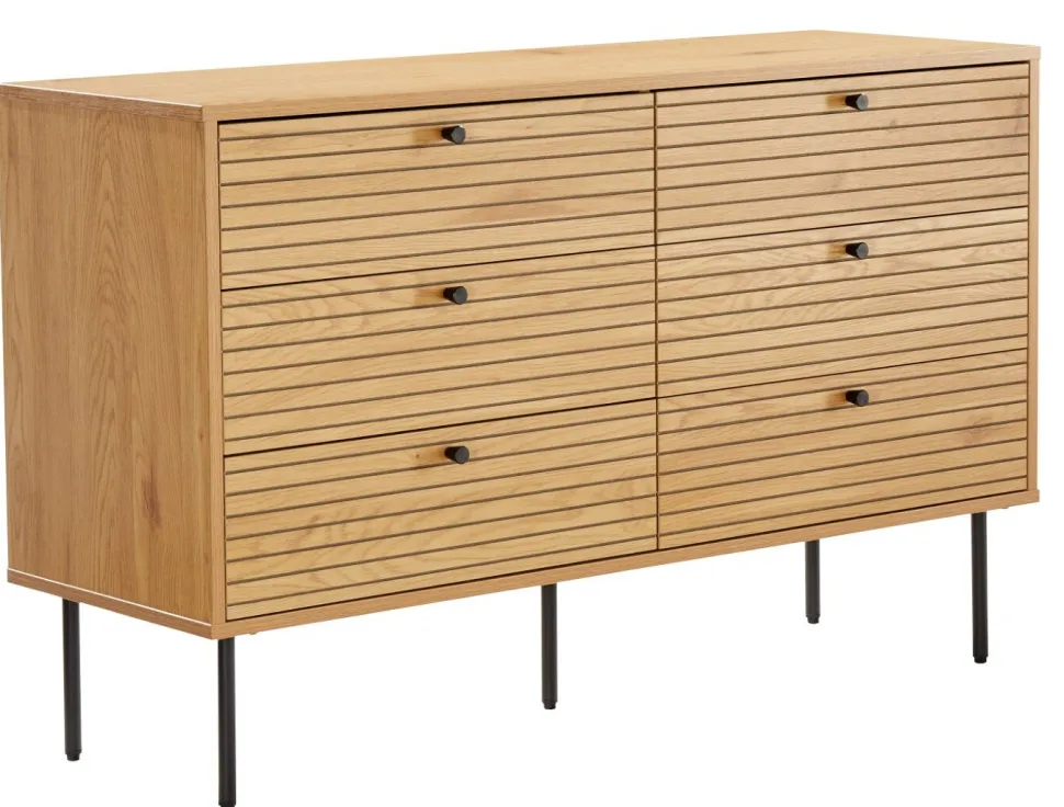 Komoda Lattes 6 szuflad dąb