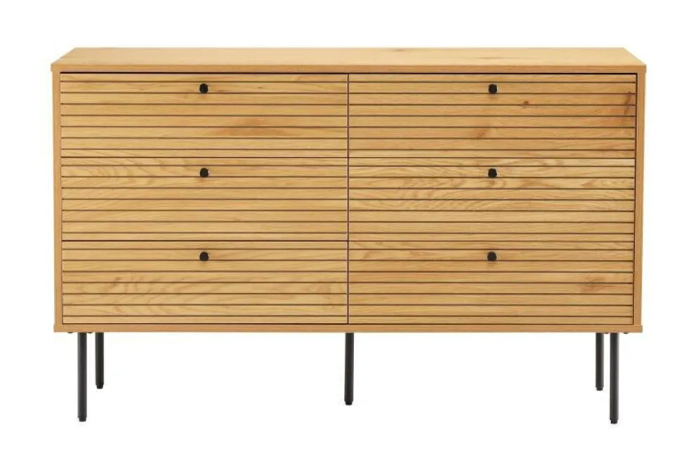 Komoda Lattes 6 szuflad dąb