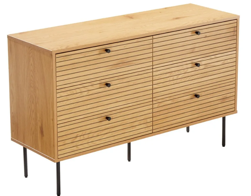 Komoda Lattes 6 szuflad dąb