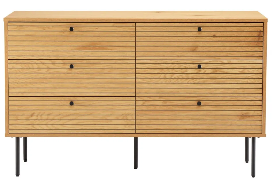 Komoda Lattes 6 szuflad dąb