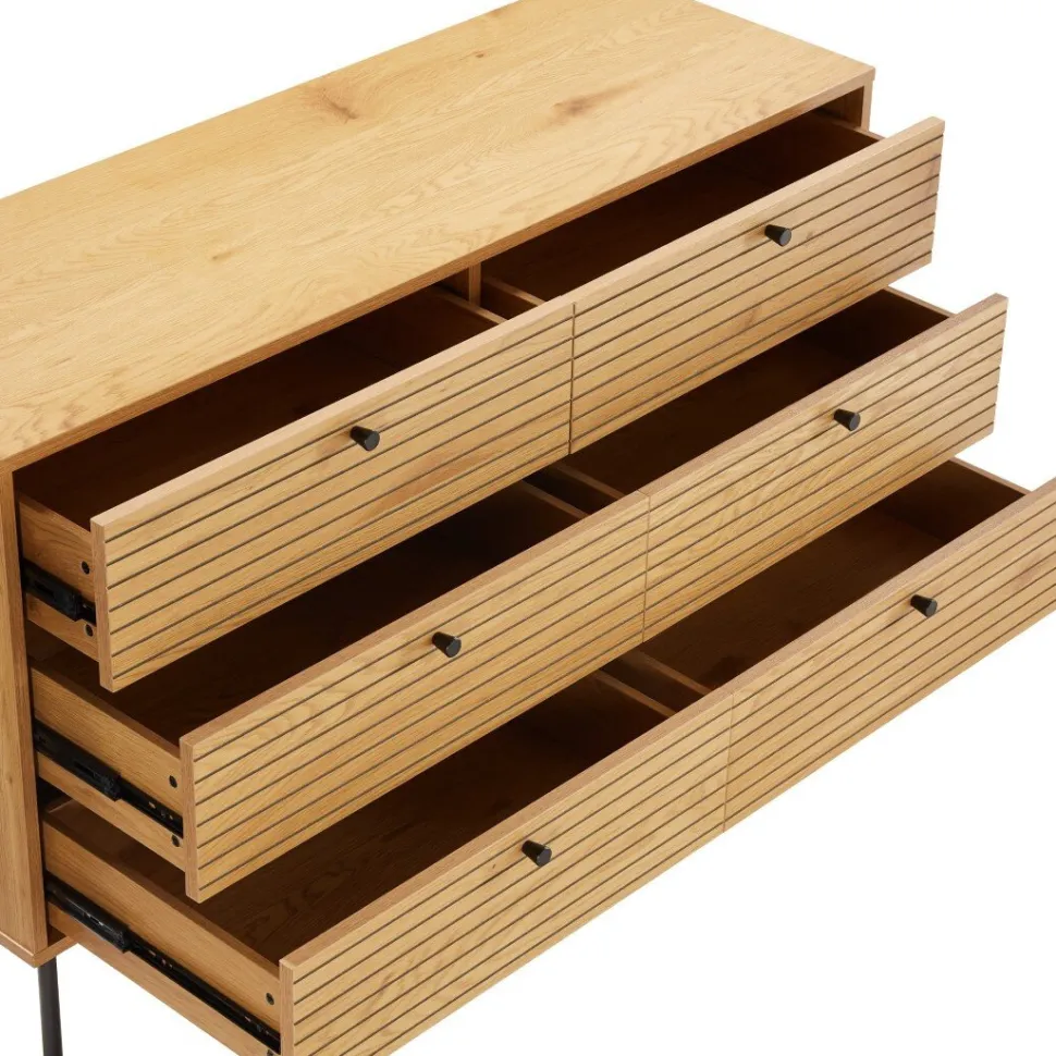 Komoda Lattes 6 szuflad dąb