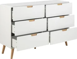 Komoda Lowell z 6 szufladami biała