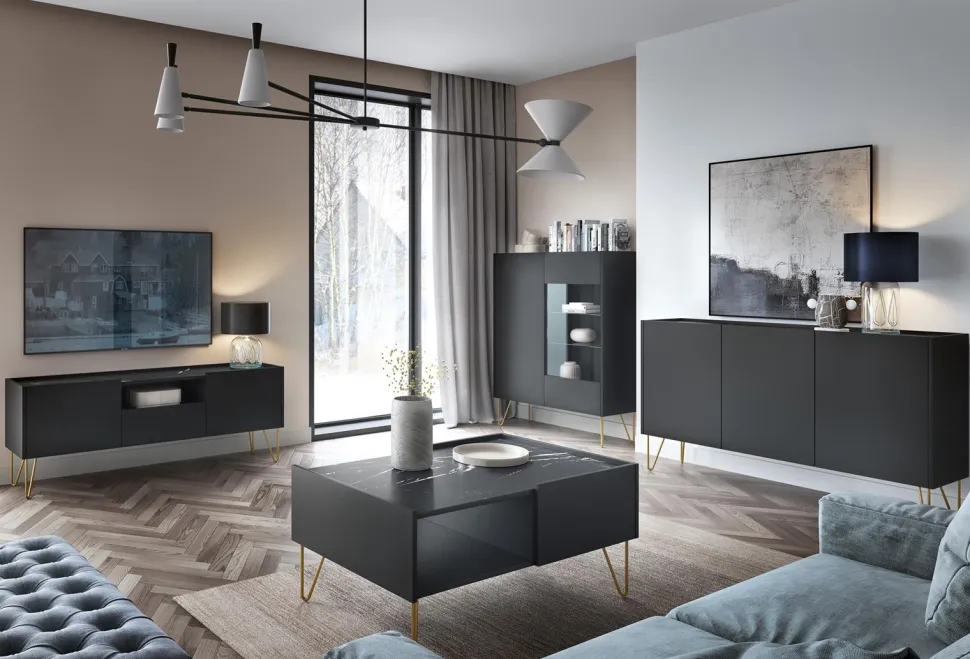 Komoda Marbren szeroka czarna