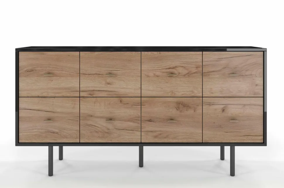 Komoda MAUD Czarny / Dąb Craft Tobacco