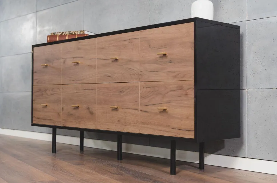 Komoda MAUD Czarny / Dąb Craft Tobacco