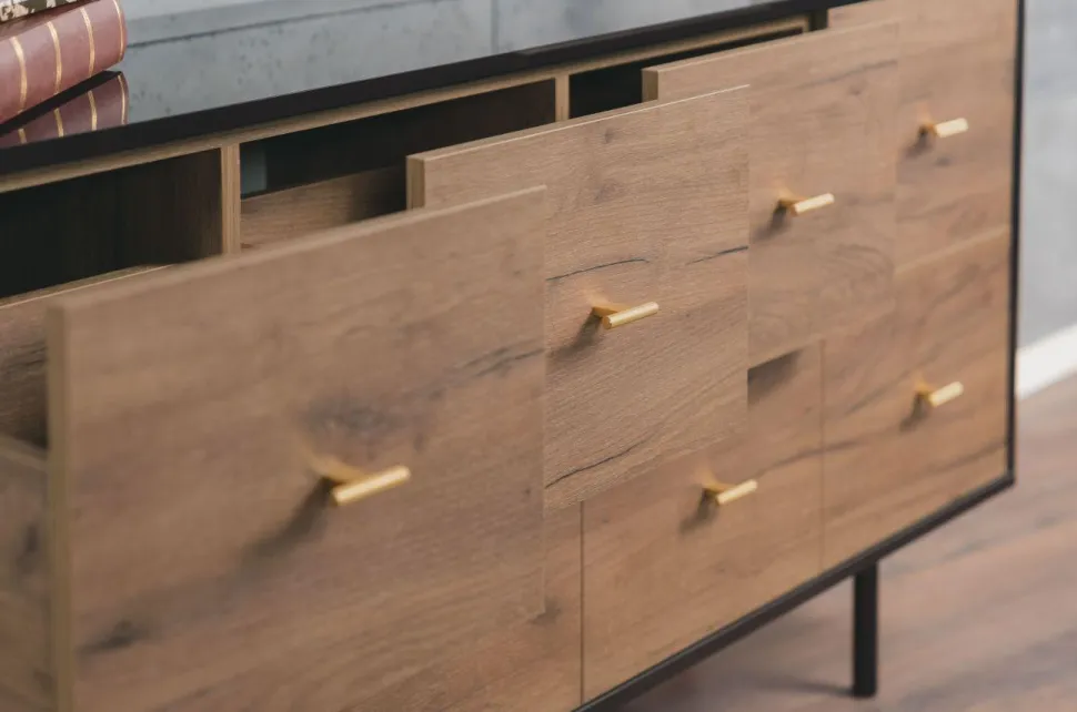 Komoda MAUD Czarny / Dąb Craft Tobacco