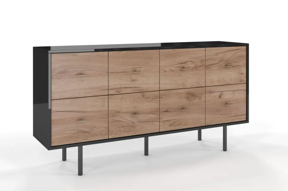 Komoda MAUD Czarny / Dąb Craft Tobacco