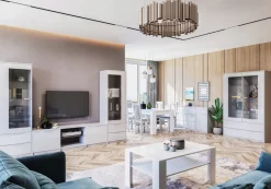 Komoda Merle wysoka biały połysk