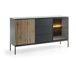 Komoda Novel 2 drzwi, 3 szuflady czarna/dąb wotan