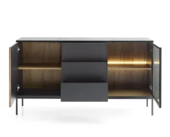 Komoda Novel 2 drzwi, 3 szuflady czarna/dąb wotan