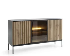 Komoda Novel 3 drzwi czarna/dąb wotan