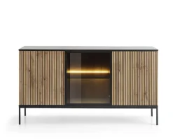 Komoda Novel 3 drzwi czarna/dąb wotan