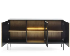 Komoda Novel 3 drzwi czarna/dąb wotan