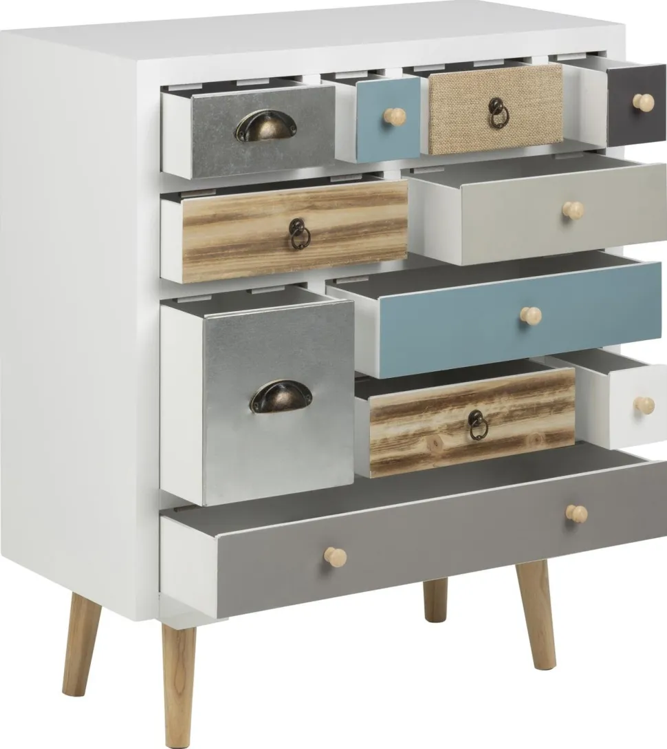 Komoda retro biała Thais 11 szuflad