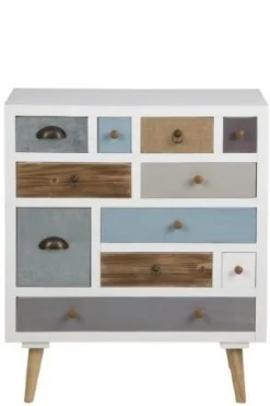 Komoda retro biała Thais 11 szuflad