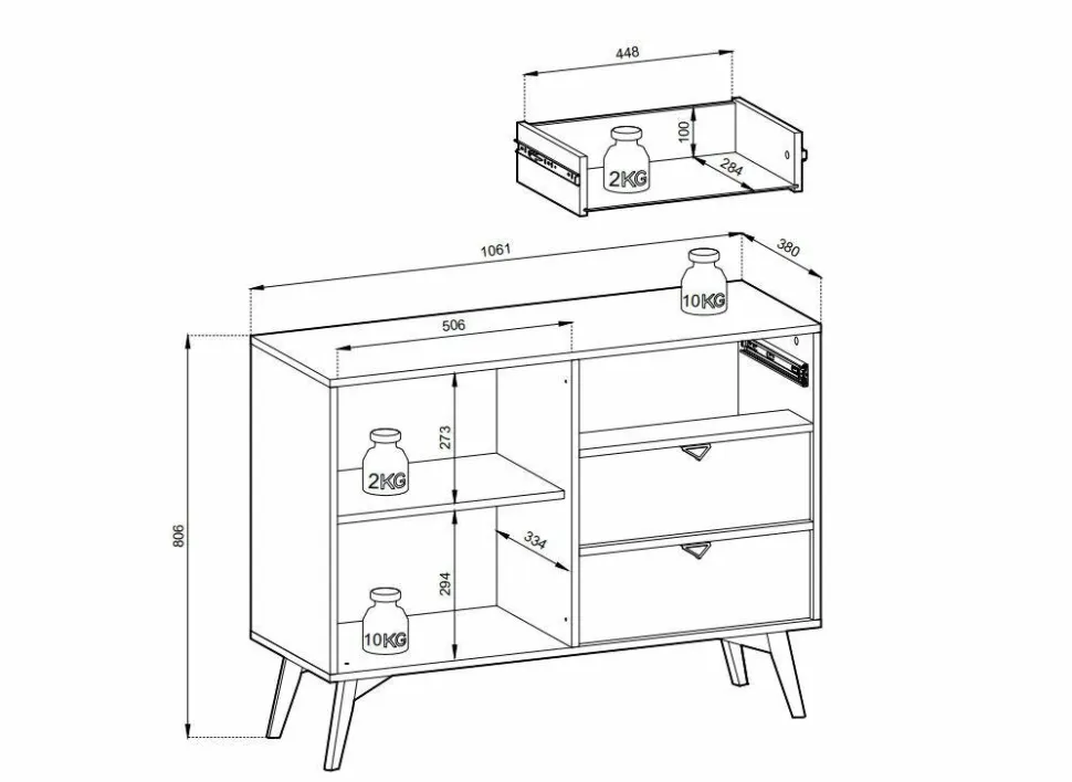 Komoda Sage Wood 3 szuflady, 1 szafka