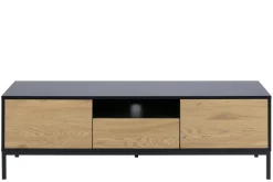 Komoda Seaford TV czarna dąb naturalny