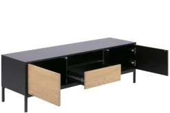 Komoda Seaford TV czarna dąb naturalny