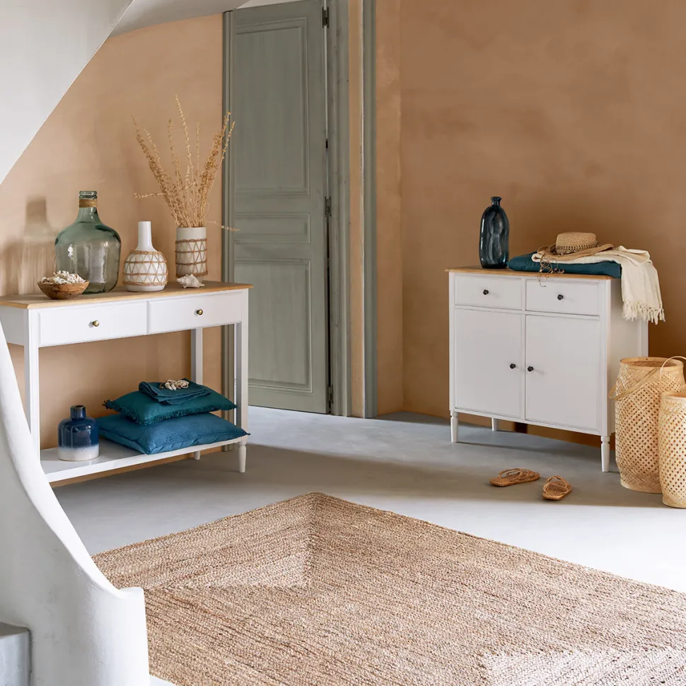 Komoda Solen biała 2 szuflady, 2 drzwi