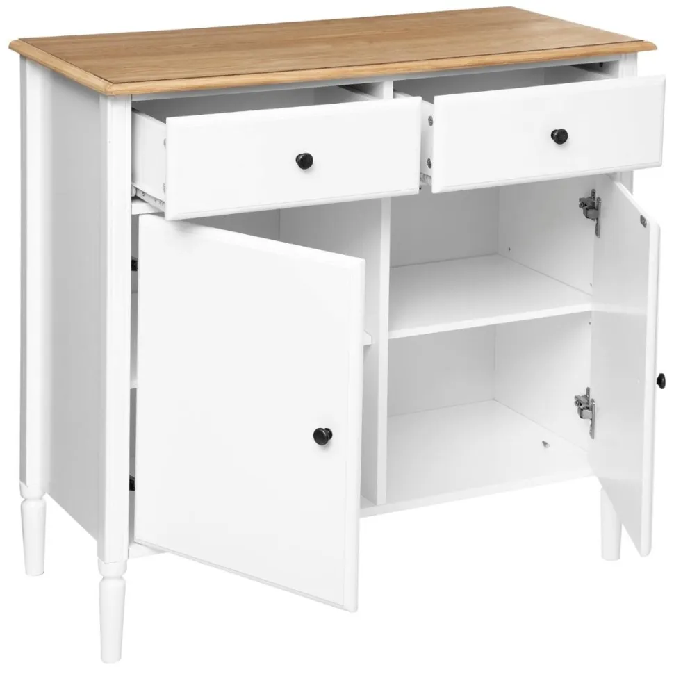 Komoda Solen biała 2 szuflady, 2 drzwi