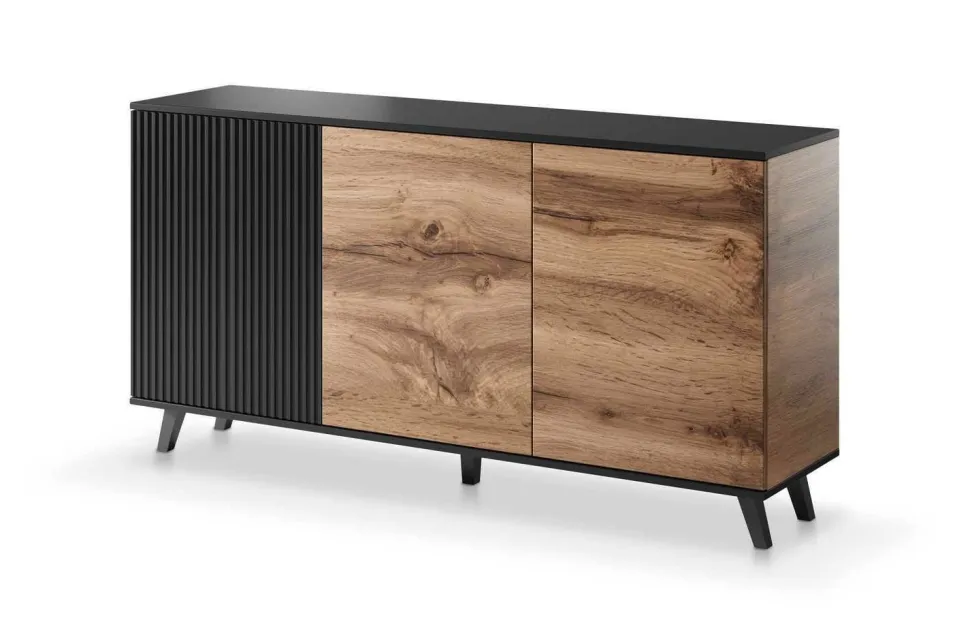 Komoda szeroka Adre dąb wotan/ czarna