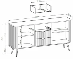 Komoda szeroka Seda biała/ nogi złote