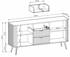 Komoda szeroka Seda czarna/ nogi czarne