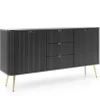 Komoda szeroka Seda czarna/ nogi złote