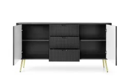 Komoda szeroka Seda czarna/ nogi złote