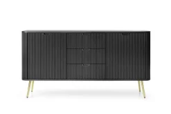 Komoda szeroka Seda czarna/ nogi złote