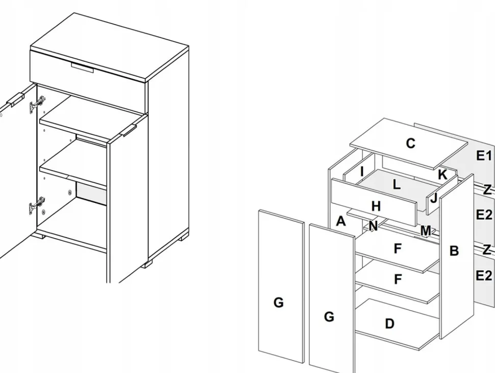 Komoda Tissa 80cm biała połysk