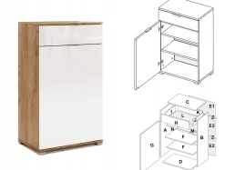 Komoda Tissa 60cm biała połysk