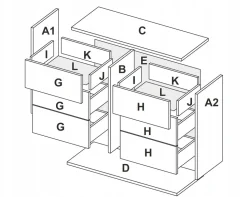 Komoda Tissa 160cm biała połysk