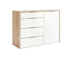 Komoda Tissa 120cm dąb craft/biały połysk