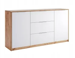 Komoda Tissa 3szuf/2fronty 160cm dąb craft/biały połysk