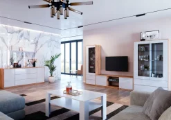 Komoda Tissa 3szuf/2fronty 160cm dąb craft/biały połysk