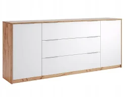 Komoda Tissa 3szuf/2fronty 200cm dąb craft/biały połysk