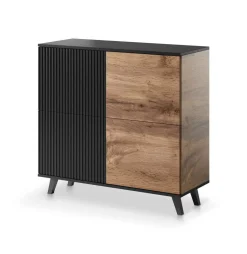 Komoda wąska Adre dąb wotan/ czarna