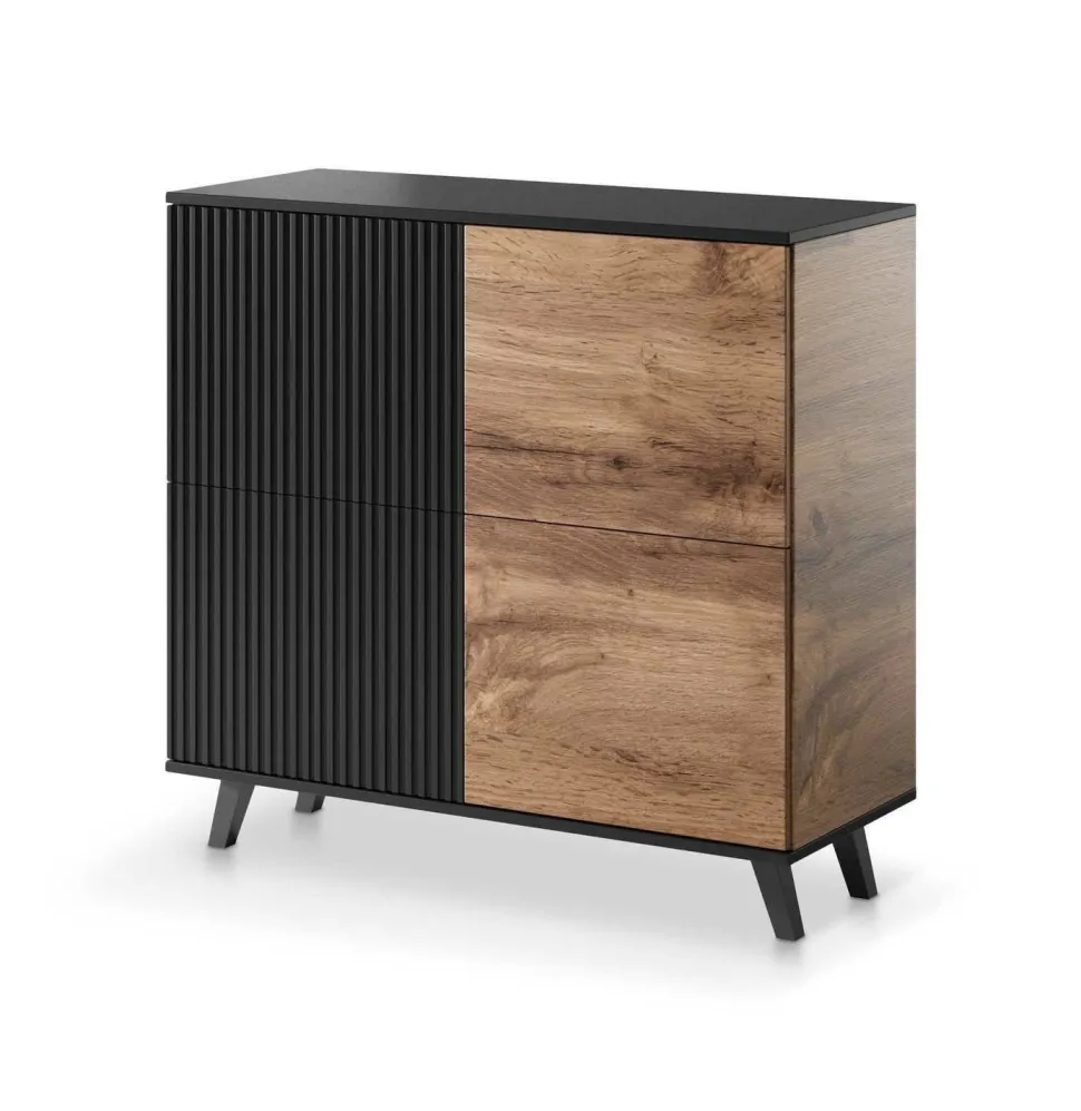 Komoda wąska Adre dąb wotan/ czarna