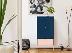 Komoda wysoka Polka Navy Blue / Pink