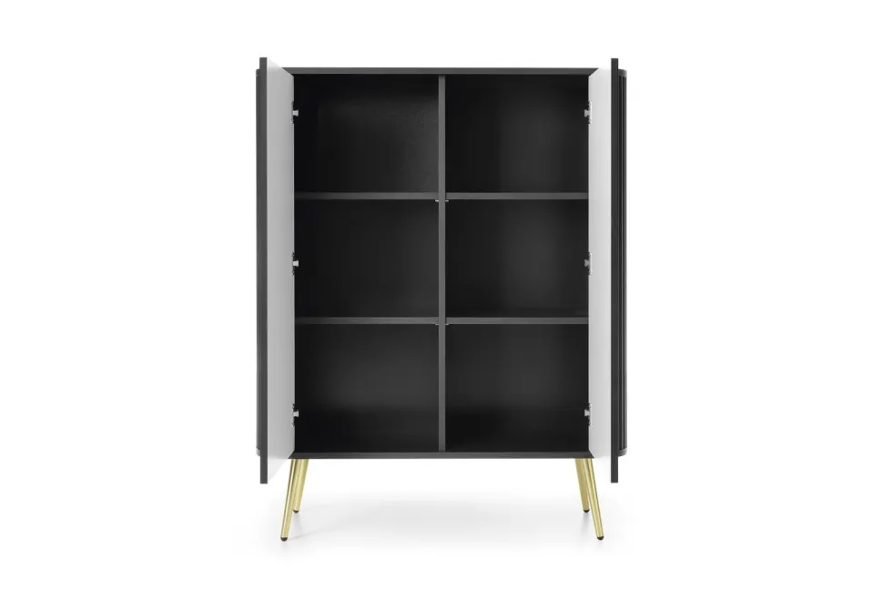 Komoda wysoka Seda czarna/nogi złote